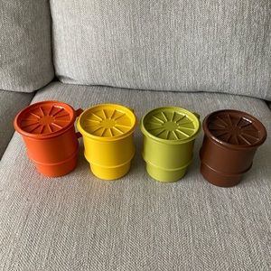 Vintage 70s Tupperware coffee cups with coasters